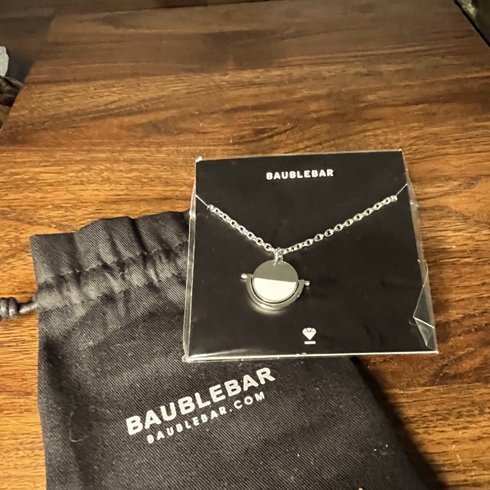Baublebar Snowfall Pendant Necklace Silver Tone White 28"